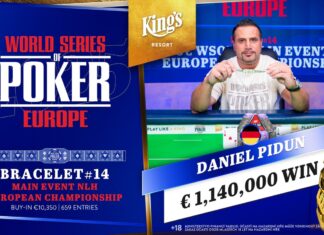 Daniel Pidun nach seinem Sieg bei der WSOPE..