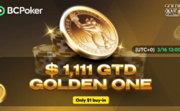 BCPoker lockt mit $1.111 Golden One für nur $1!