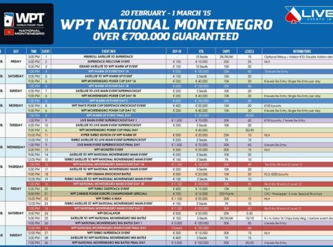 Heute startet die WPTN Montenegro – €700.000 im garantierten Preispool