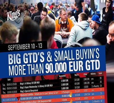 Fette Preispools für kleine Buy-Ins erwarten euch beim „One Day Tournaments Weekend“ vom 10.- 13. September!!!