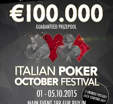 Countdown zum „Italian Poker – Oktober Festival“! – Die Zeit mit drei Turnieren ab €30 und €7.555 GTD überbrücken!!!
