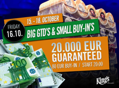 Am Freitag gibt es im King’s Casino mindestens €20.000 beim „Big Friday“ zu gewinnen und das für ein Buy-In von nur €80!