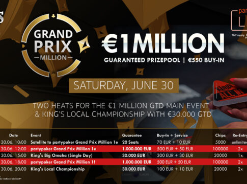 partypoker Grand Prix Million – Volles Haus im King’s Casino, heute zwei weitere Flights