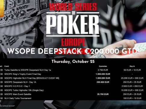 WSOP Europe –Deal beim Daily NLH und volles Programm am Donnerstag