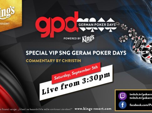Samstag ab 15:30 Uhr das German Poker Days VIP Sit & Go im Livestream!