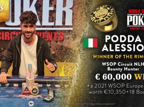 Alessio Podda räumt das Feld beim WSOPC Bounty Hunter von hinten auf
