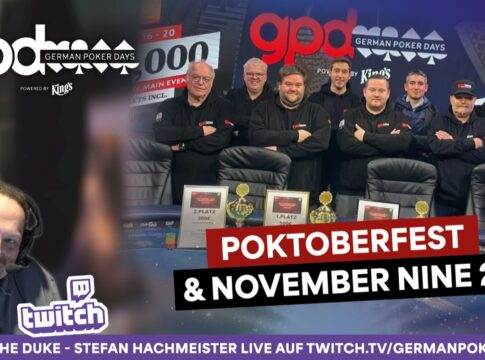 Samstag ab 12:30 Uhr zwei Final Tables der German Poker Days im Livestream!
