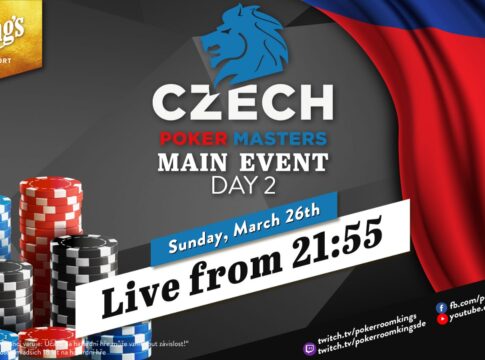 Sonntag ab 21:55 Uhr – Tag 2 der €150 Czech Poker Masters aus dem King’s!