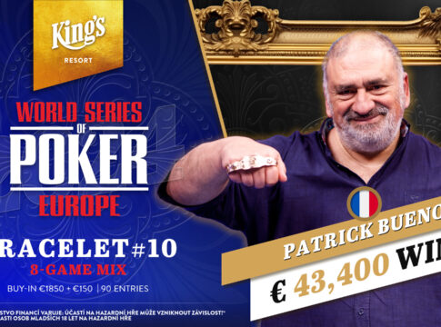 Patrick Bueno zieht sich das 8-Game WSOPE-Bracelet an!