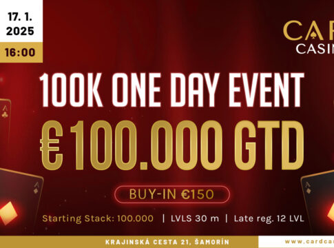 €100.000 Garantie beim Ein-Tages-Knaller im Card Casino Samorin!