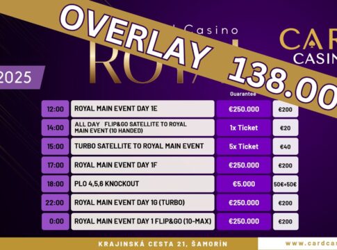 Aktuell noch über €138.000 Overlay beim Card Casino SK Royal Event!