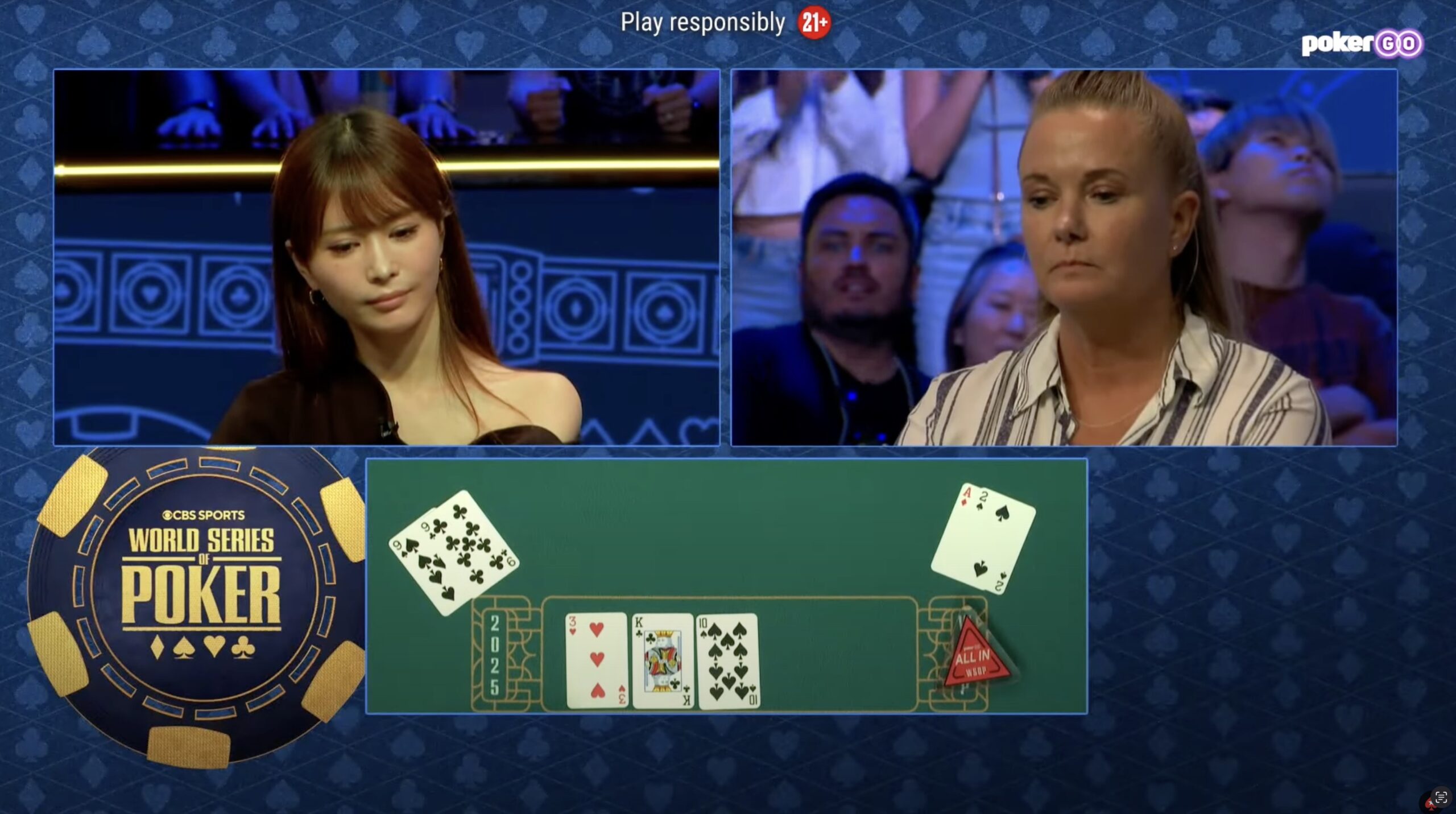 WSOP $1000 Ladies Championship Final Hand - Split Screen