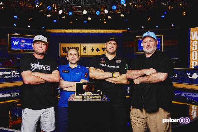 WSOP Main Event Final Day 2025 - vlnr Braxton Dunaway, Kenny Hallaert, Michael Mizrachi, John Wasnock