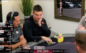 Doug Polk legt seine Arbeit bei „The Lodge“ nieder Poker at the Lodge - 4-Way Flop Doug Polk