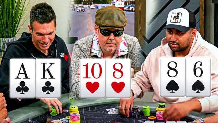 Poker at the Lodge 500k 3-way all-in - Doug Polk, TESLA, Nikhil Arcot Nik Airball