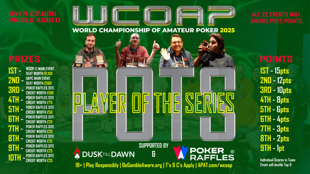 APAT Amateur Poker Association & Tour World Championship of Online Poker WCOAP 2025 - Player of the Series POTS