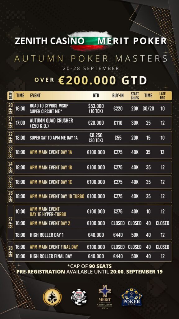 Merit Poker International - Merit Casino Zenith Sofia - AUTUMN POKER MASTERS