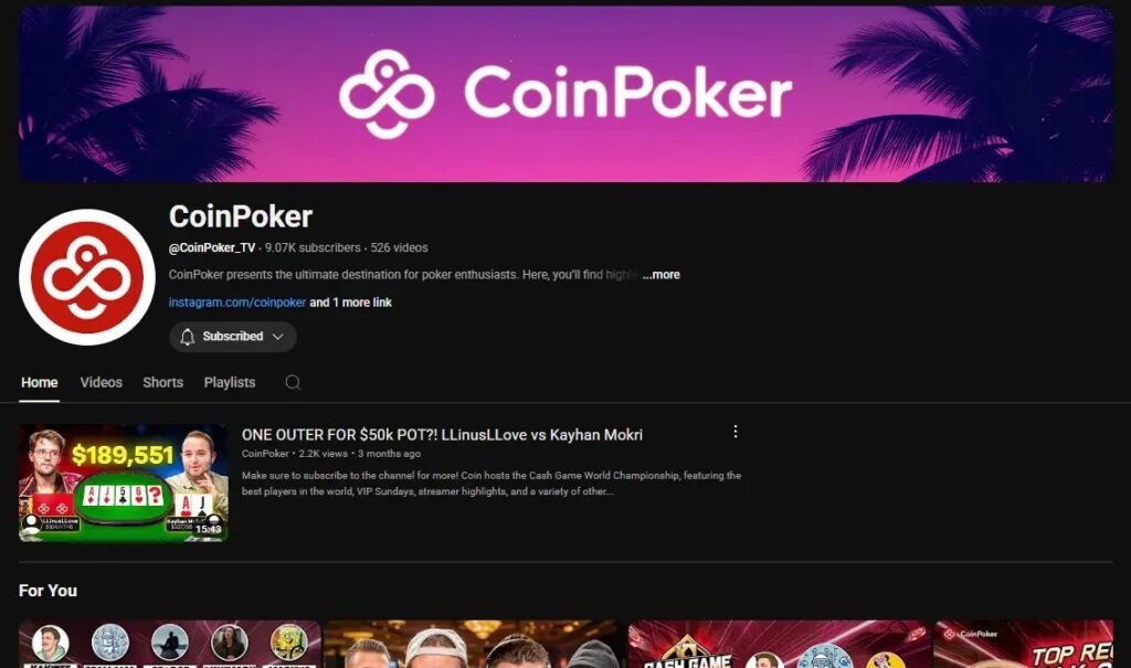 CoinPoker YouTube Coverage