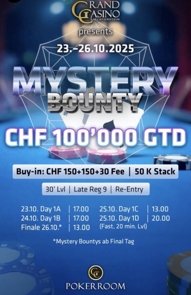 Grand Casino Liechtenstein GCLI Mystery Bounty Schedule Turnierplan