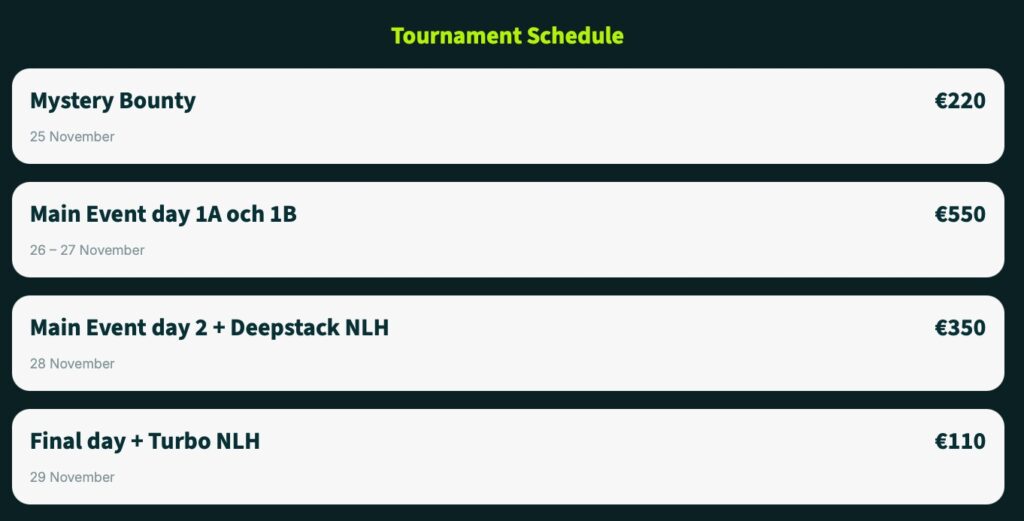 Nordic Masters - SCHEDULE