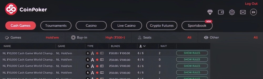 CoinPoker Cash Game World Championship - TABLES