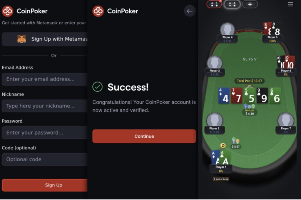 CoinPoker Instant Play Platform - Registration