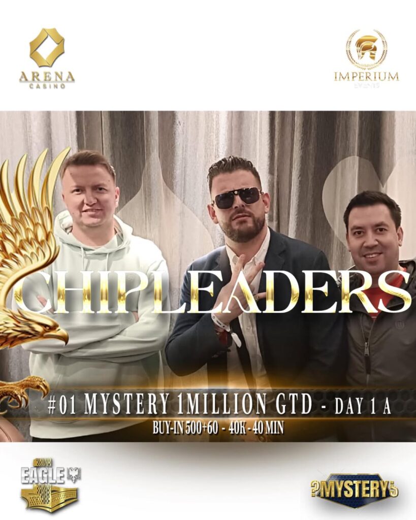 Eagle Poker Mystery 1Million - Day 1a Chipleader: Tomasz Brzezinski, Simone Spina, Bogdan Rezets