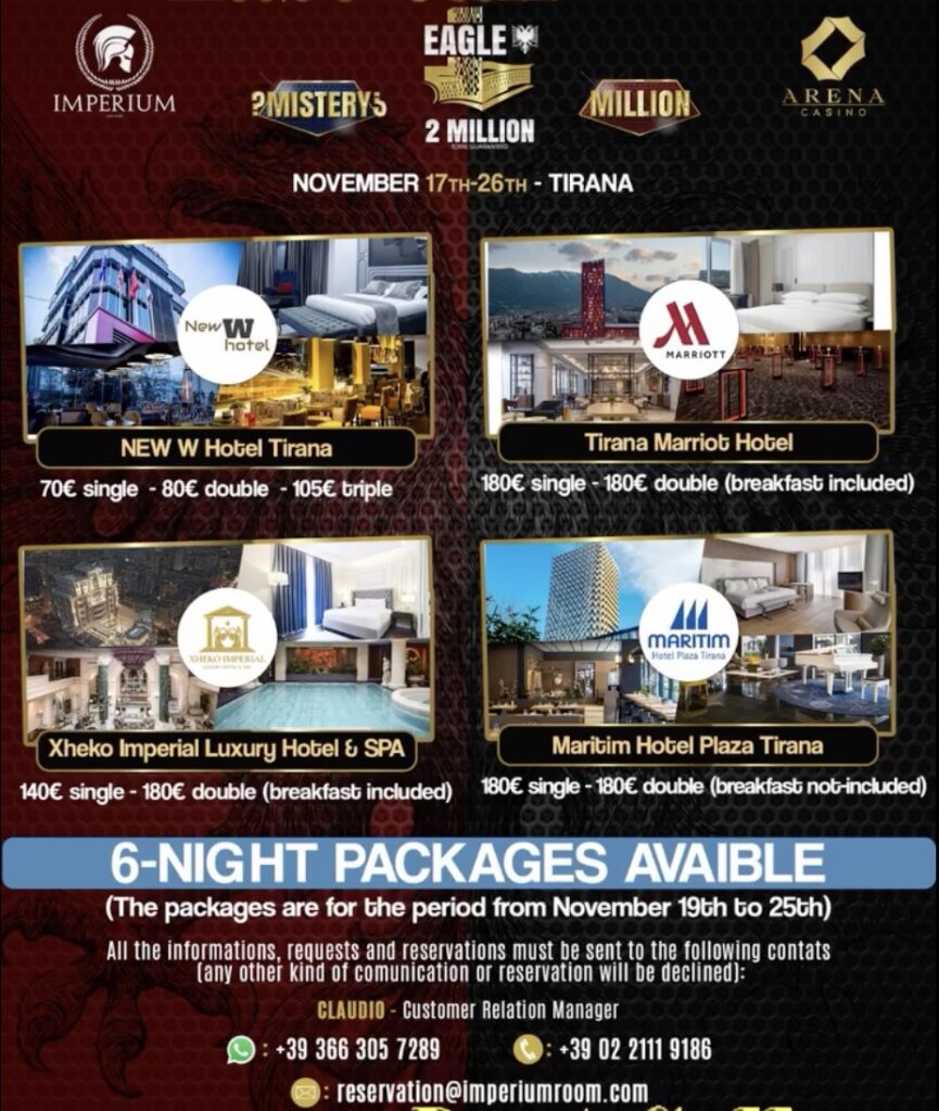 Eagle Poker Festival Arena Casino Tirana. - Hotel Packages