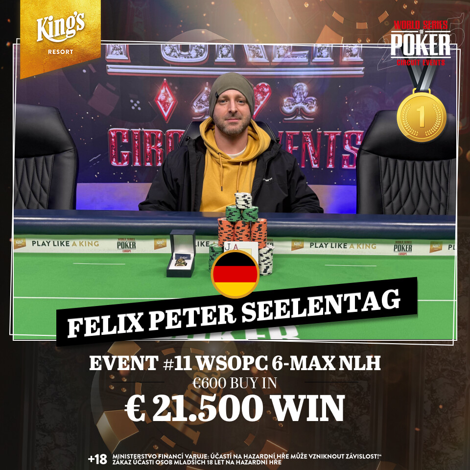 WSOPC Event #11 - 6-Max NLH Sieger: Felix Seelentag (GER)