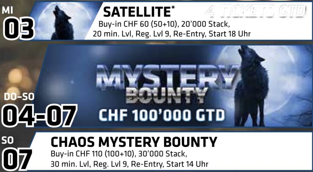 Werwölfe Mystery Bounty + Chaos Mystery Bounty + Satellite - Turnierplan