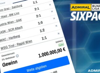 ADMIRAL Bundesliga Sixpack: Rapid-Fan knackt den Jackpot und gewinnt 1 Million Euro!