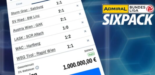 ADMIRAL Bundesliga Sixpack: Rapid-Fan knackt den Jackpot und gewinnt 1 Million Euro!