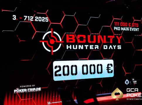 Samstag ab 17:30 Uhr – Tag 1c des €230 Bounty Hunter Days PKO NLH Main Event aus dem GCA!