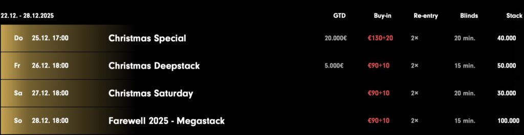 Christmas Events - Schedule - Turnierplan - Festivalplan