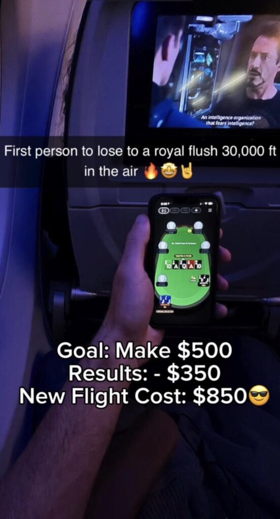 CoinPoker Mobile Web App - Royal Flush im Flugzeug Airplane