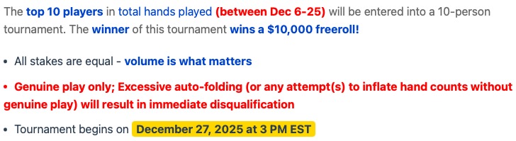 Corey Eyring Christmas Freeoll - 10000 Freeroll Seat 1 - The Grinder