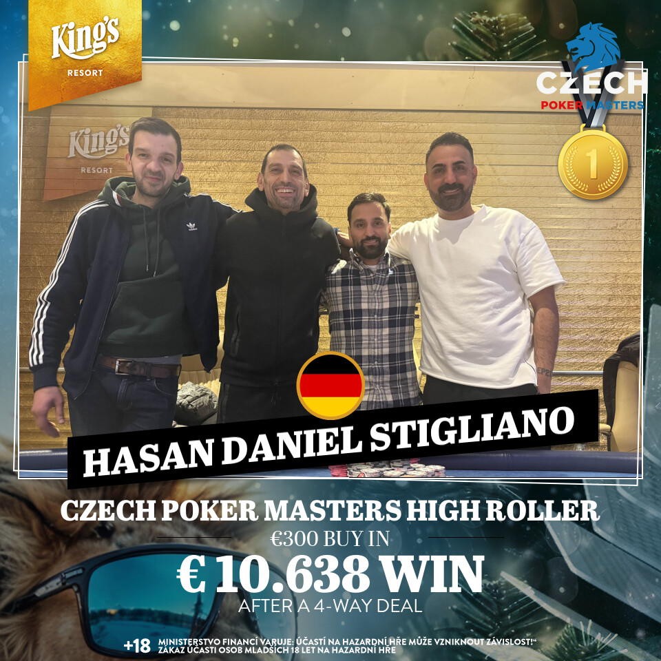 Die 4 Dealmaker im Czech Poker Masters High Roller: Hasan Stigliano, Panagiotis Gkimpis, EasyGo, Dayan Kasikci