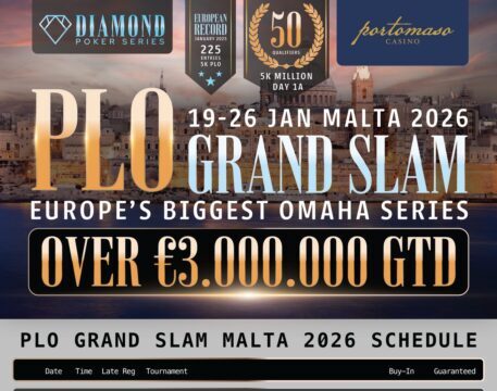 Über $3 Millionen an Garantien! Der PLO Grand Slam der Diamond Poker Series ist zurück auf Malta!