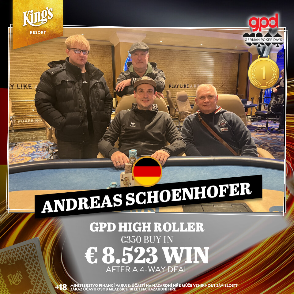 Die 4 Dealmaker im GPD High Roller: Andreas Schönhofer, Nikolaj Werbizki, Stefano Bertoldi, Eugen Klassen