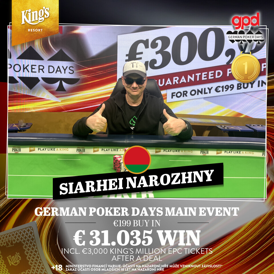 Sieger im GPD German Poker Days Main Event: Siarhei Narozhny