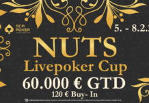 Wer knackt hier wen? – NUTS Livepoker Cup mit €60.000 GTD ME im GCA Pokerroom 2.0!
