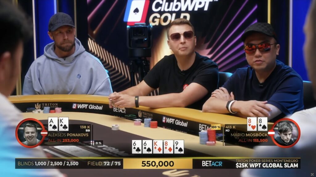 Mario Mosböck Triton Super High Roller Series Montenegro SHRS $25k WPT global Slam - YouTube Video - Aleksejs Ponakovs