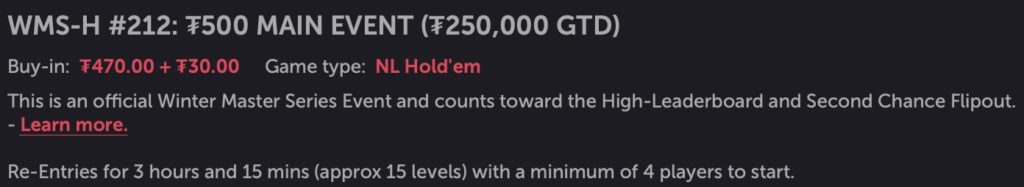 WMS Winter Masters Series Main Event MEDIUM