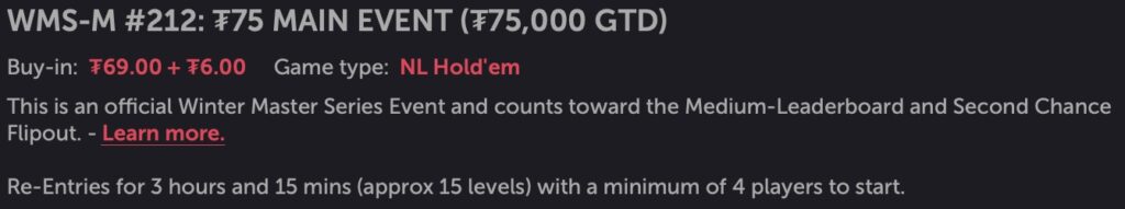 WMS Winter Masters Series Main Event HIGH