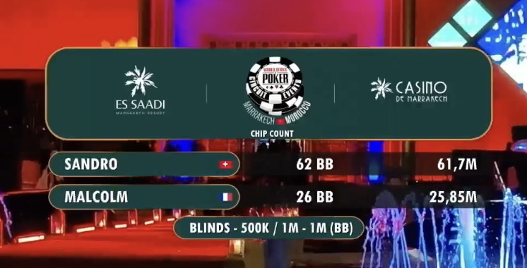 WSOPC WSOP Circuit Marrakech Main Event Final Table - Heads-Up Chipcount