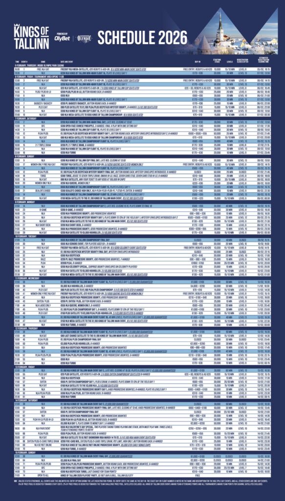 Kings of Tallinn 2026 - Schedule