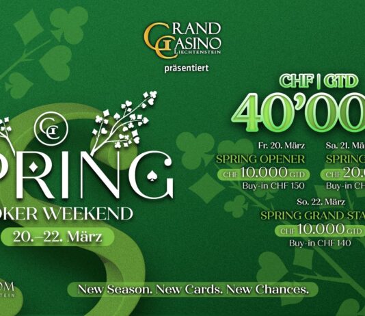 Frühlingsgefühle im GCLI! 50.000 CHF gtd. beim Spring Poker Weekend!