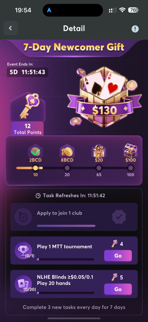 7-Day Newcomer Gift BCPoker