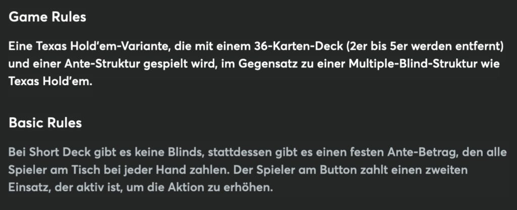 BCPoker 6+ Six Plus Short Deck Holdem - Regeln 1