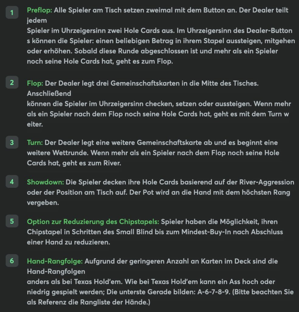 BCPoker 6+ Six Plus Short Deck Holdem - Regeln 2